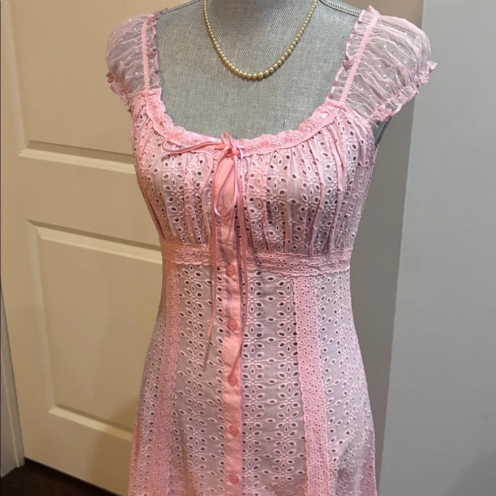 dELiA*s by Dolls Kill Junebug Feels Eyelet Maxi Dress in pink size xs